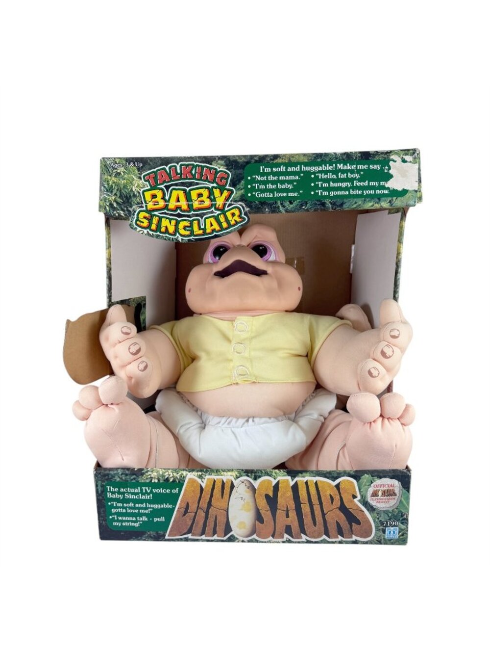 Talking Baby Sinclair Doll Dinosaur TV Show Hasbro Plush Vintage 1991 NIB